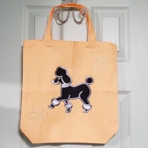 Canvas Tote Bag Embellished Embroidered Poodle
